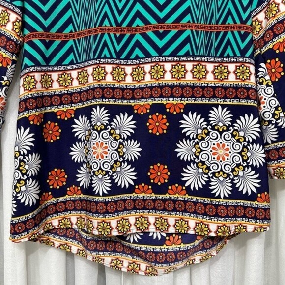 Anthropologie Cold Shoulder Floral Medallion Geometric Pattern Small Top - Picture 11 of 15